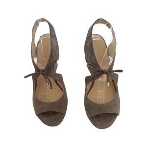 Jimmy Choo bow detail gray suede wedge sandals size 38